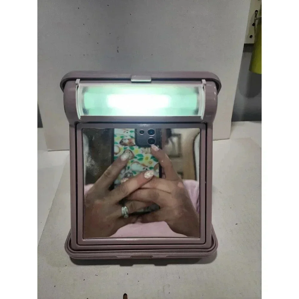 Vintage Rare Clairol Portable Makeup Mirror w/ Dual light purple